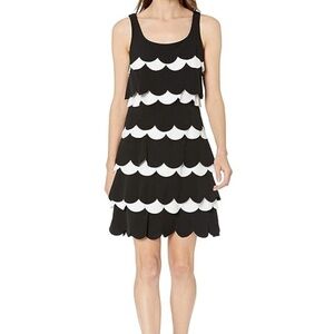 Julia Jordan Sleeveless Tank Scallop Shape Sheath Black White Dress Size 10